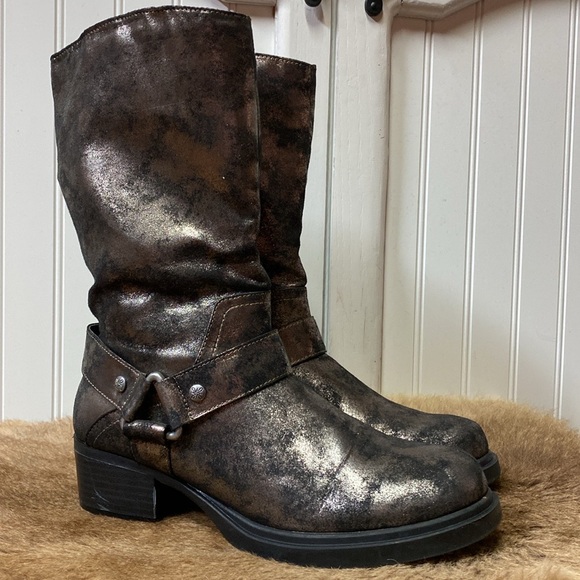 Simply Vera Metallic Biker Moto Boots 8 Punk Goth - Picture 10 of 10